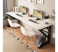 NOBBAT Scrivania Per Computer, Scrivania Doppia, Scrivania Da Studio, 100/120/140/160x60x75 Cm, Angoli Arrotondati, Spessore Del Piano 2,5 Cm, Capacità Di Carico 150 Kg, Per Ufficio Domestico(Warm whi