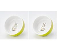 'Nobby 73768 Ciotola in Ceramica Rabbit, Verde/Bianco (Confezione da 2)