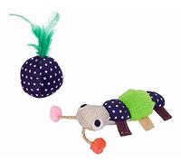 Nobby 80210 - Scampolo di Tessuto a Forma di Verme e Palla di Peluche, Giocattolo Gatto