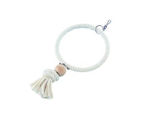 Nobby Cage Toy, anello in cotone con blocco di legno grande, 24/36 cm bianco