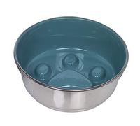 Nobby Ciotola Anti-Fionda in Acciaio Inox Paw, Antiscivolo, Grigio-Verde, 20 cm, 1,60 Litri, 1 Pezzo