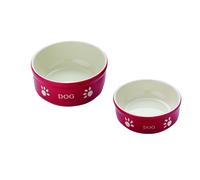 Nobby ciotola in ceramica per cani "DOG" 13,5 X 13,5 X 5 cm rosso / beige
