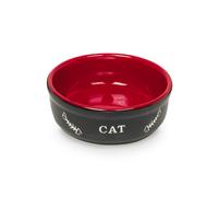 Nobby ciotola in ceramica per gatti "CAT" Ø13,5 X 5 cm nera / rossa