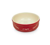 Nobby ciotola in ceramica per gatti "CAT" Ø13,5 X 5 cm rosso / beige