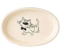 Nobby - Ciotola Ovale per Gatti, in Ceramica, 17 x 11 x 2,5 cm, Colore: Marrone Chiaro/Beige