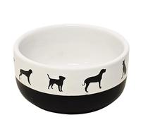 Nobby Ciotola per cani in ceramica, forma bianco/nero, Ø 16 x 7,5 cm, 1.000 ml