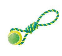 Nobby - Corda di cotone per cani, 45 cm/600 g, con manico/palla da tennis, 13 cm