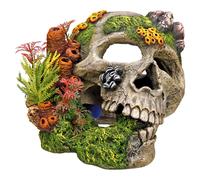 Nobby Decorazione Per Acquario Teschio Con Piante 19,5x16x14cm Non Tossico