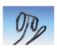 Nobby Gatto Insieme XL Leo Nero 13mm Nylon per Grande Gatti Guinzaglio Pettorina
