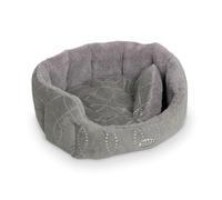 Nobby Letto imbottito in peluche ovale con cuscino reversibile Ceno, 66 x 57 x 22 cm, grigio