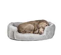 Nobby, letto ovale imbottito in peluche, con cuscino reversibile, 45 x 40 x 19 cm, grigio