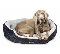 Nobby, letto ovale imbottito in peluche, con cuscino reversibile, 66 x 57 x 22 cm, colore: nero