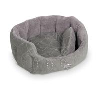 Nobby Letto Ovale Imbottito in Peluche con Cuscino Reversibile Ceno, 86 x 70 x 24 cm, Grigio