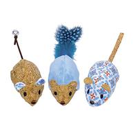 Nobby Peluche Topi con Catnip Blu, Giocattolo Gatto, 12 cm, Set da 3 Pezzi