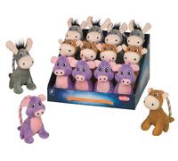 Nobby Plüsch con corda Asino/Bufalo/Porcellino Display 12 pz, 14 cm