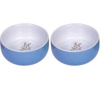 Nobby Rabbit 73767 - Ciotola per Cani in Ceramica, Colore: Blu/Bianco (Confezione da 2)