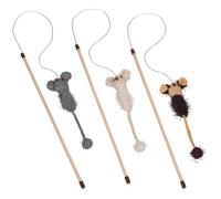Nobby Topo di peluche con sonaglio assortito Display 24 pz, Bastone 45 cm, Nastro con giocattolo 75 cm, con erba gatta