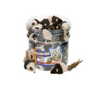 Nobby Toy Box gatto topo di peluche. marrone-beige lattina 64 pz. 7 cm