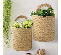 NobesOnbet 2 canestri di stoccaggio di Erba Marina Tessuto, Cesto a Parete, scaffale di stoccaggio, Cesto di Piante da Giardino, Cesto a Sospensione Vaso Tessuto