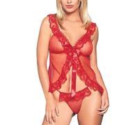 Nobile Babydoll Negligé & Perizoma Rosso