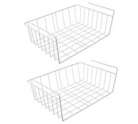 NOBILE LOVELYCARE Cestello sottoripiano portaoggetti set da 2 sottoripiani 40x26x13,5cm multiuso in filo metallico bianco 40x26x13,5