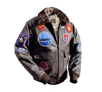 Noble House G-1 Navy - Giacca in pelle da aviatore, colore: Marrone, marrone scuro., L