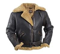 Noble House RAF - Giacca da aviatore da uomo in vera pelle di pecora marrone scuro (L)