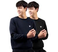 Noble Monk Felpa girocollo in pile da uomo, Nero_blu navy_e, XXL