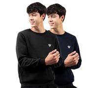 Noble Monk Felpa girocollo in pile da uomo, Nero_blu navy, XL