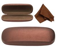 Noble Pack Hard Shell Brushed Eyeglass Case with Microfiber Cleaning Cloth - Premium Eye Glass Carry Case with Enhanced Frame and Lens Protection - Ideal for Glasses & Sunglasses