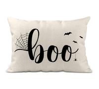 Noble & Page Federa per cuscino stampata a mano per Halloween, Boo, stampata a mano nel Regno Unito, decorazione autunnale per autunno e Halloween