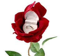 Noble Portagioie con rose e fiori a forma di cuore, per regalo/cerimonia/proposta/fidanzamento/matrimonio (rosso)