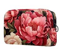 Noble Tree Peony Makeup Bag - Trousse per cosmetici da donna, grande, organizer per trucchi e articoli da toeletta, Multicolore 5, 18.5x7.5x13cm/7.3x3x5.1in, Art Deco