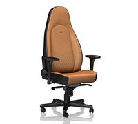 noblechairs ICON Sedia da gaming - Sedia da ufficio - Sedia da scrivania - Pelle vera - Ergonomico - Imbottitura schiuma fredda - 150 kg - Sedile da corsa Design - Cognac / Nero / Gunmetal