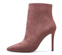 NobleOnly Donna Alto High Tacco Heel Spillo a Punta Stivaletti Slip-on Cerniera Feste Ufficio da Matrimonio Sexy 10 CM Heels Stivali Marrone A 39 EU