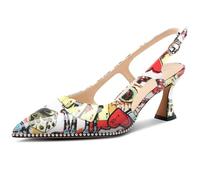 NobleOnly Donna Chiusa a Punta Medio Gattini Tacco Heel Slingback Pumps Fibbia Dress Casual Slip-on Scarpe 6.5 CM Heels Motivo del Poker 40 EU