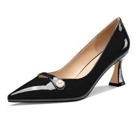 NobleOnly Donna Medio Tacco Heel a Punta Slip-on Perle Dress Pumps Glitter Casual Scarpe 6 CM Heels Nero 38 EU