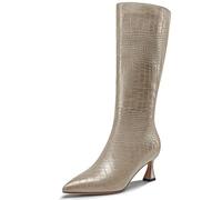 NobleOnly Donna Medio Tacco Heel Chiusa a Punta Cerniera Ballo Dress Metà polpaccio Stivali Casual Inverno Scarpe 6 CM Heels Grigio 37 EU