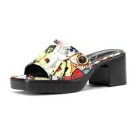 NobleOnly Donna Piattaforma Ciabatte Moda Sandali Aperte sulla Quadrata Punta Slip-on Medio Chunky Blocco Tacco Heel Dress Scarpe 6.5 CM Heels Motivo del poker 38 EU