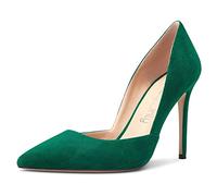 NobleOnly Donna Spillo Alto High Tacco Heel a Punta Pumps Two-Piece Slip-on da Matrimonio Sexy Dress Scarpe Verde Scuro 38 EU