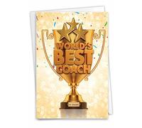 NobleWorks C3117TYG - Biglietto di ringraziamento con busta, motivo: "World's Best Coach"