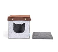 Nobleza Casetta Gatto Feltro Semichiusa 34x34x33cm Grigio/Marrone Antiscivolo