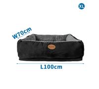 Nobleza Cuccia Velluto Costine Nero M 70x100cm Fondo Anti-Scivolo Cani/Gatti