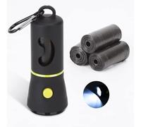 Nobleza Dispenser per Sacchetti di rifiuti di Cani con Torcia a LED e Moschettone,Porta Poo per Cani,Inclusi 45 Sacchetti Biodegradabili per Cane (1pcs,Nero)
