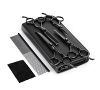 Nobleza Forbici Toelettatura Cani Professionali, 6 in 1 kit in Acciaio Inox 4CR, con Punta Rotonda di Sicurezza, con Forbici per Sfoltire, Curve, Dritte, Pettine, per Cane Gatto Animali Domestici