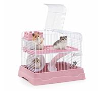 Nobleza Gabbia per Criceti Rosa Doppio Strato con Ruota e Accessori L30W23H25.