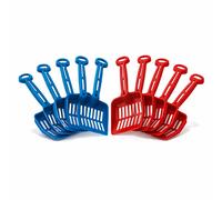 Nobleza Paletta per Lettiera Gatti in Plastica Curva Blu e Rossa 10 Pezzi