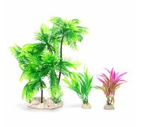 Nobleza Set 3 Piante Acquatiche Plastica Morbida Verde e Rosso 28cm 18 Pezzi