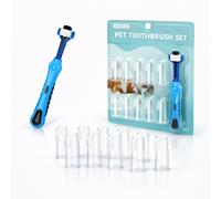 Nobleza Set Spazzolini Da Denti Per Cani Gatti 10 Pezzi Silicone Blu Igiene Oral