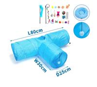 Nobleza Tunnel 6 Pezzi Gatti L80cm Set 20 Giochi Blu Pieghevole Poliestere